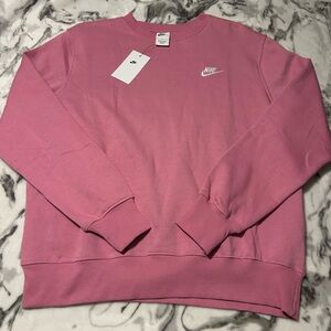 pink nike embroidered crewneck